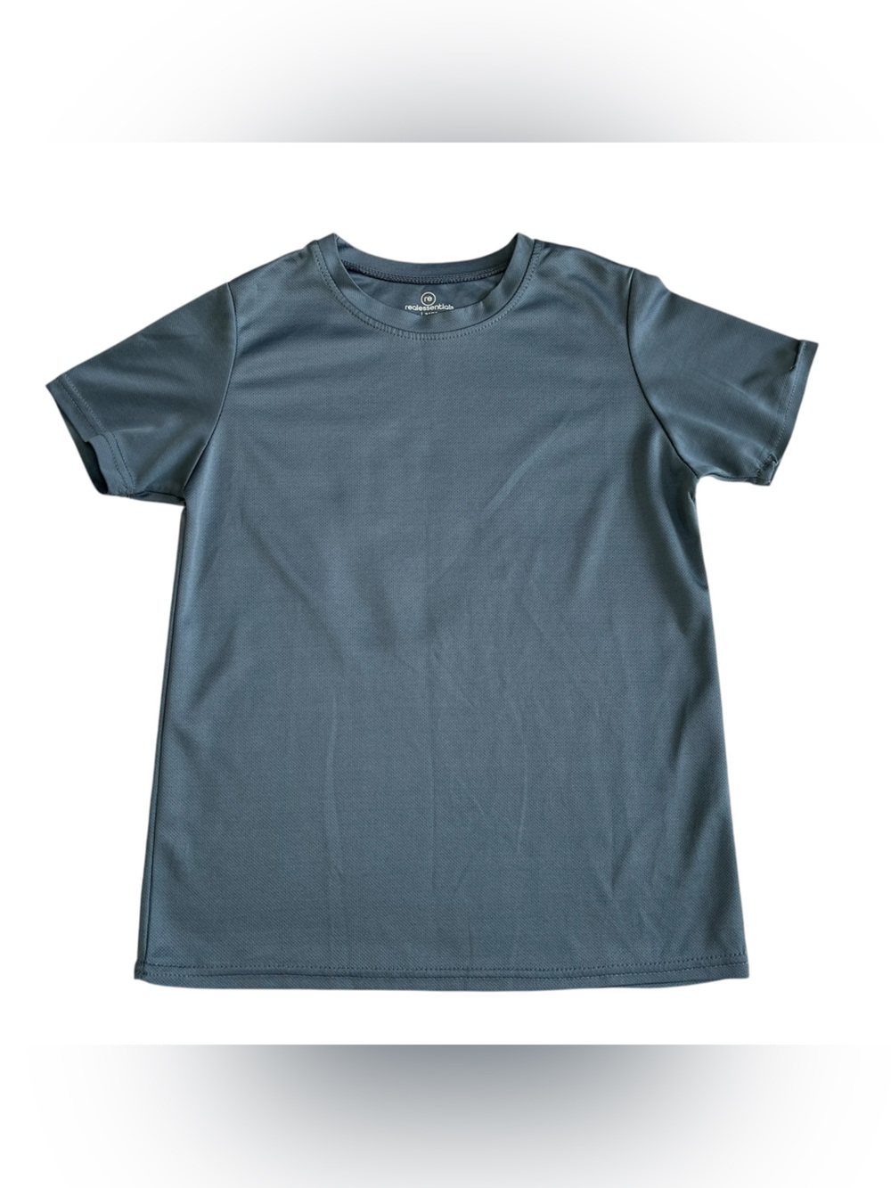 Real Essentials Classic Dark Grey Kids' Crew Neck Tee, Size Youth Large